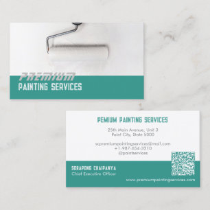White Paint Roller Paint Services Green Strip Business Card