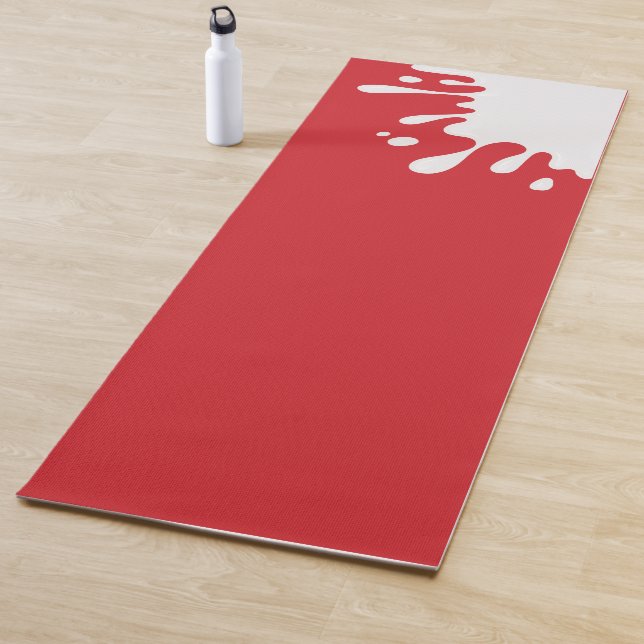 White Paint Splash Cardinal Red Yoga Mat (In Situ)