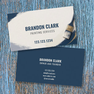 White Paint Sweep & Gold Brush Detail Painting Business Card