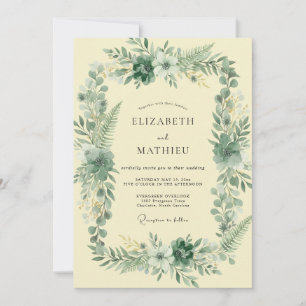 White Painted Leaf Wedding Invitation