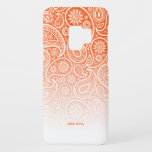 White paisley orange and white ombre Case-Mate samsung galaxy s9 case<br><div class="desc">Modern trendy ombre with orange to white gradual colour blend overlayed with a white vintage paisley pattern that fades to the white background.</div>