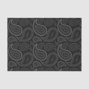 White Paisley Pattern on Black Tissue Paper
