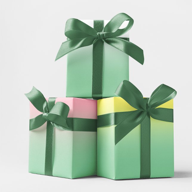 White Pale Yellow Pink and Mint Green Ombre Mix Wrapping Paper Sheet (White Pale Yellow Pink and Mint Green Ombre Mix Wrapping Paper Sheets)