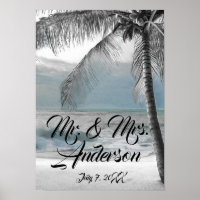 White Palm Coconut Tree Beach Elegant Wedding