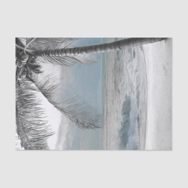 White Palm Coconut Tree Beach Elegant Wedding Tissue Paper (Front)