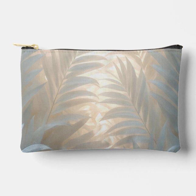 White palm leaves in golden-pastel tones  accessory pouch (Front)