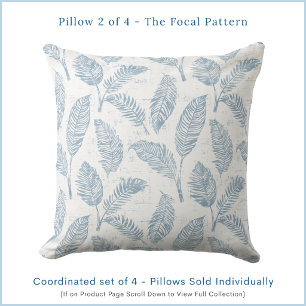 White Palm Leaves Throw Pillow