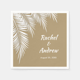 White Palm on Gold Party Napkins