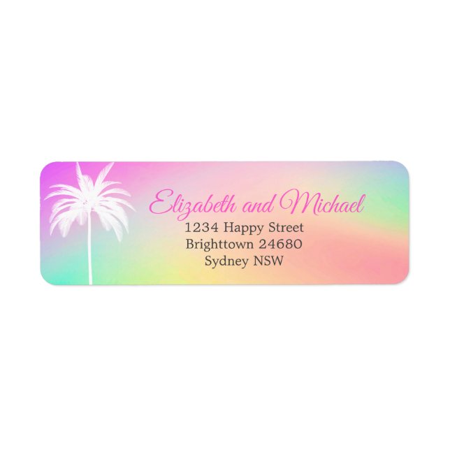 White Palm Tree Elegant Modern  Colourful Wedding  (Front)
