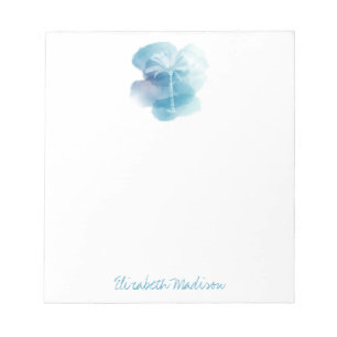 White Palm Tree on Blue Watercolor Personalised Notepad