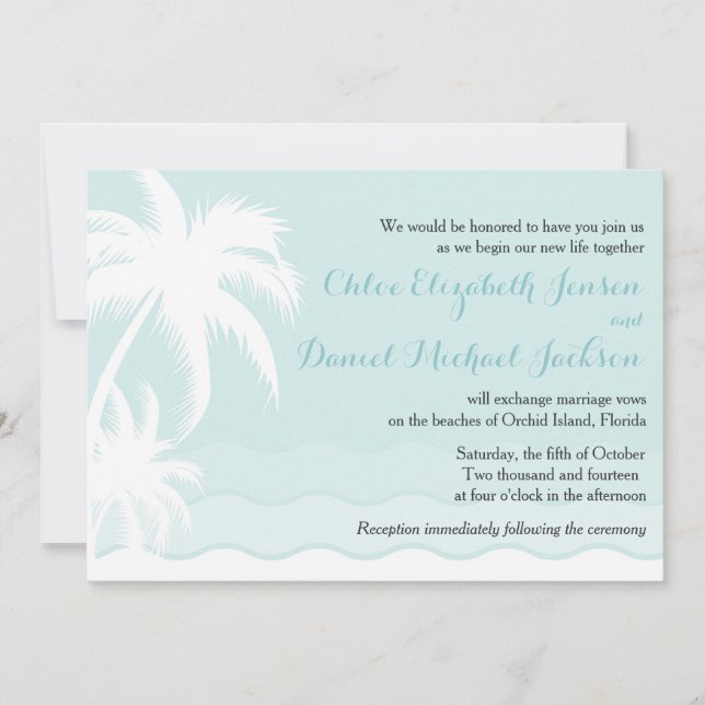White Palms Beach Wedding Invitation (Front)
