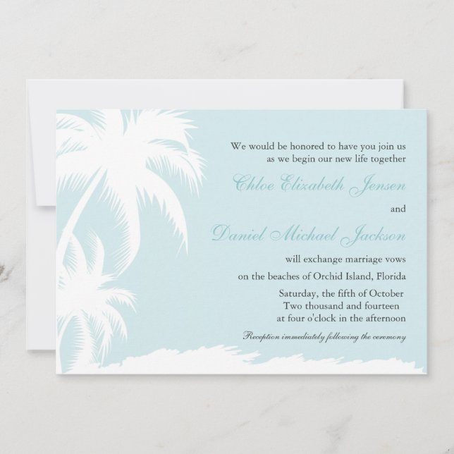 White Palms -Beach Wedding Invitations (Front)