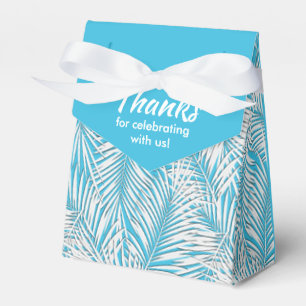 White Palms on Blue Tent Style Party Favour Boxes