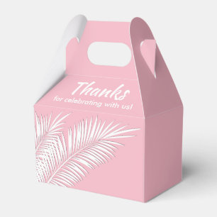 White Palms on Pink Gable Party Favour Boxes