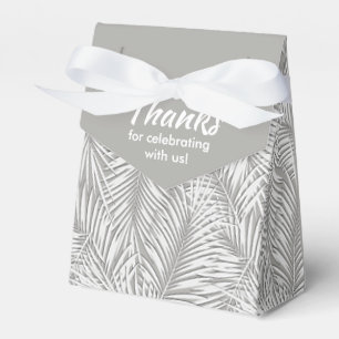 White Palms on Silver Tent Style Party Favour Boxe Favour Box