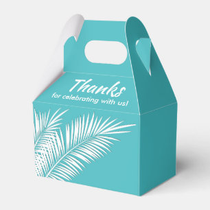 White Palms on Turquoise Party Favour Boxes