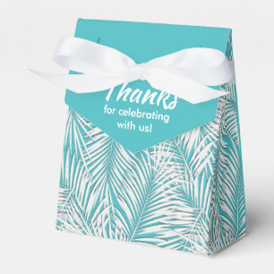 White Palms on Turquoise Style Party Favour Boxes