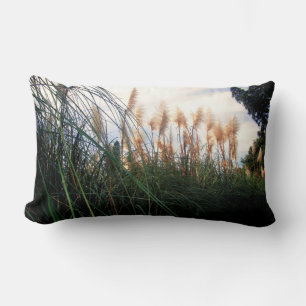 White Pampas Grass Blooms, Lumbar Cushion
