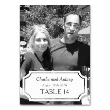 White Panel Personalised Wedding Photo Table Card