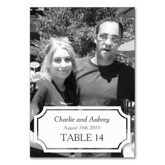 White Panel Personalised Wedding Photo Table Card