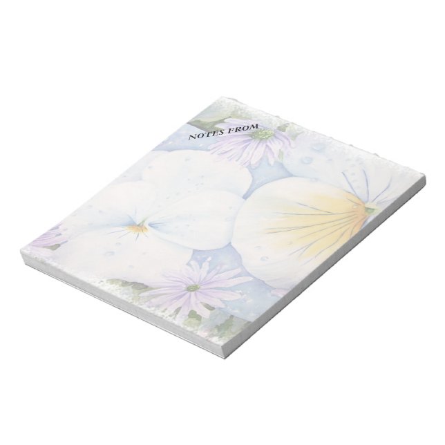 WHITE PANSIES CUSTOMIZABLE NOTE PAD (Rotated)
