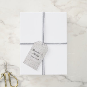 White Paper Birch Tree Bark Rustic Wood Wedding Gift Tags