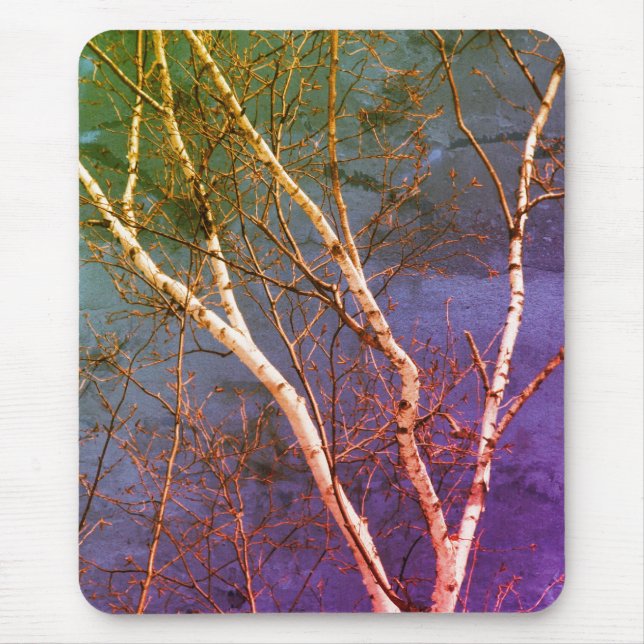 White Paper Birch Tree Blue Sky Nature Art Mouse Pad (Front)