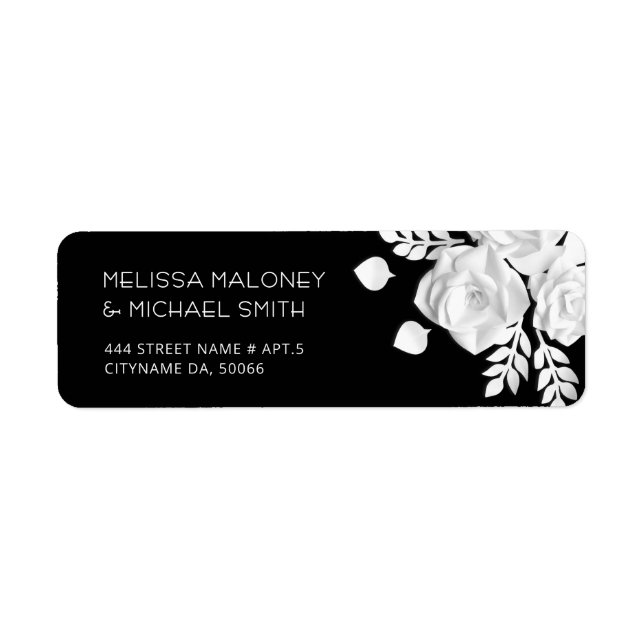 White Paper Cut Roses Black Wedding (Front)