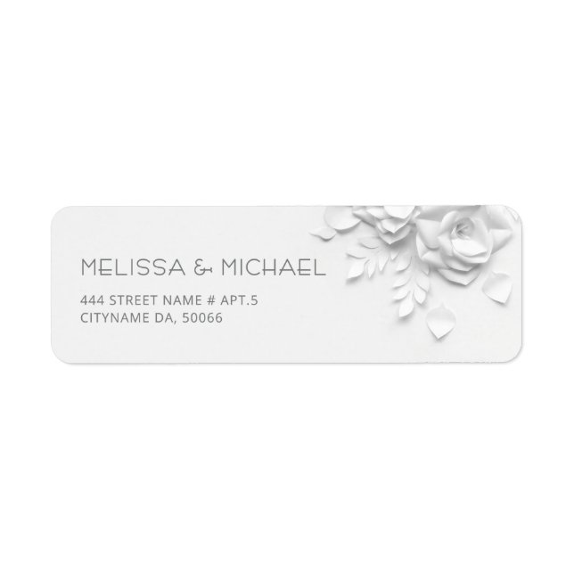 White Paper Cut Roses Minimalist  Wedding (Front)