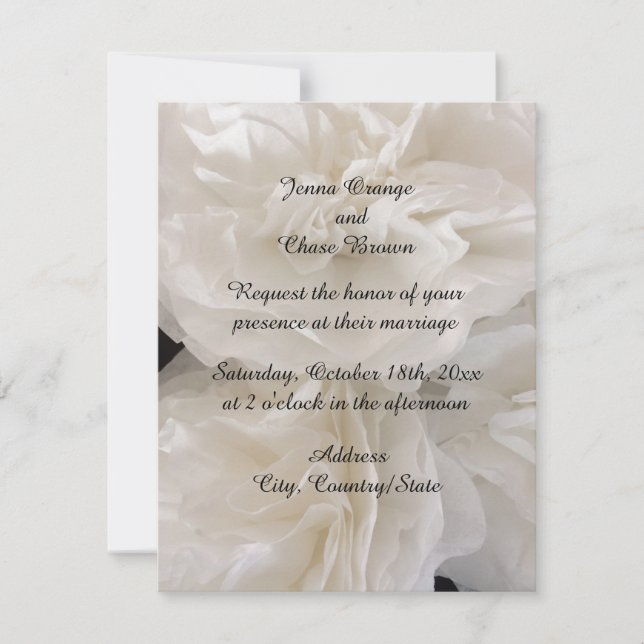 White Paper Floral Wedding Invitation (Front)
