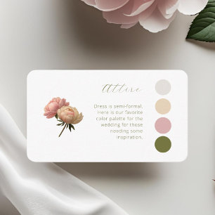 White Pastel Rose Wedding Attire Dress Code Enclosure Card