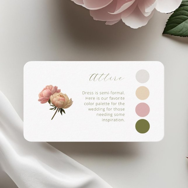 White | Pastel Rose Wedding Attire Dress Code Enclosure Card (Creator Uploaded)