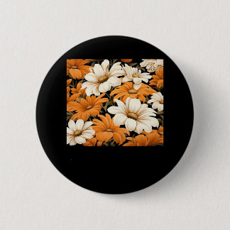 white pattern - whimsigoth cottagecore wildflowers 6 cm round badge