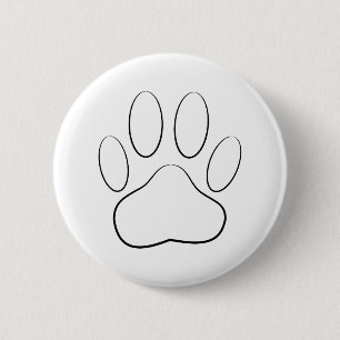 White Paw Print 6 Cm Round Badge