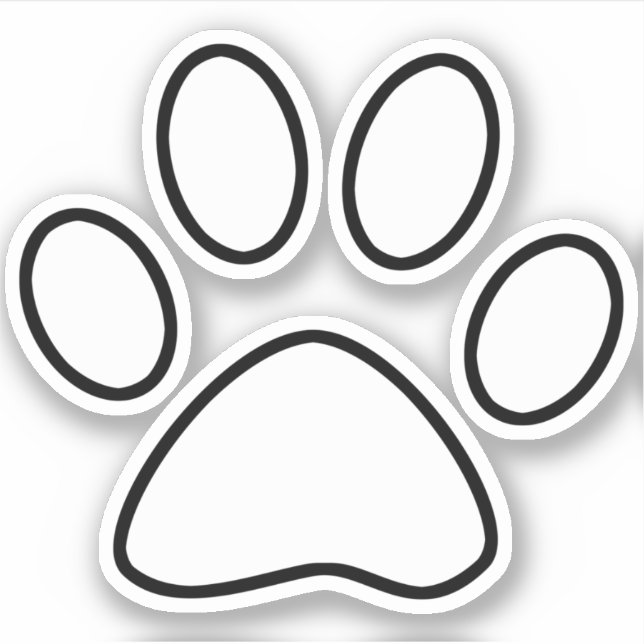 White Paw Print Black Outline (Front)