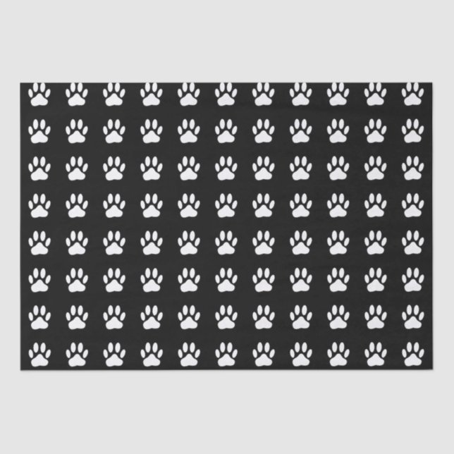 White Paw Print Cartoon Drawing Pattern Tissue Paper (Front)