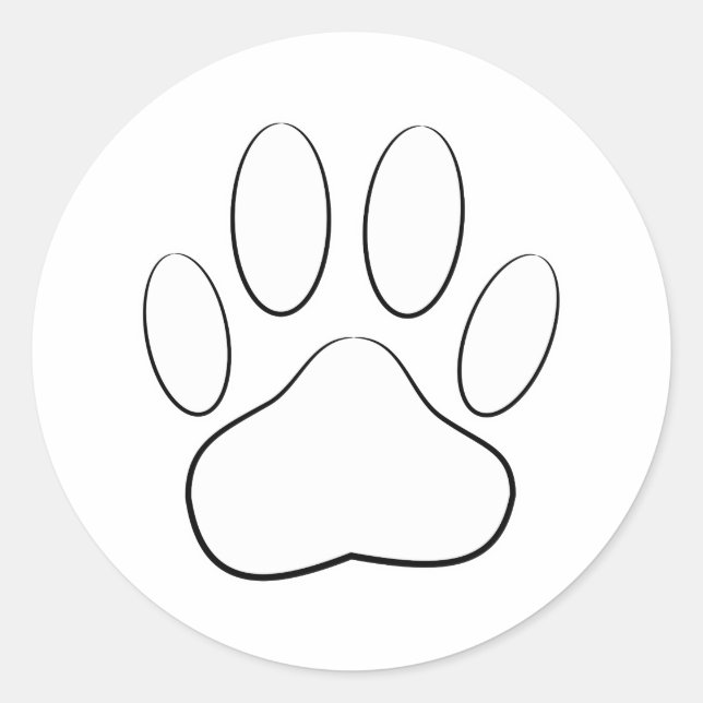 White Paw Print Classic Round Sticker (Front)