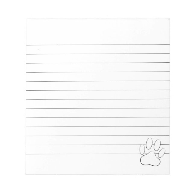 White Paw Print Custom Lined Notepad (Front)