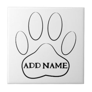 White Paw Print Custom Name Tile