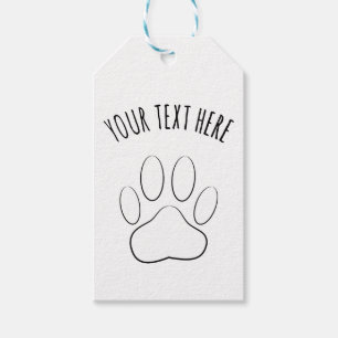 White Paw Print Custom Text Gift Tags