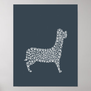 White Paw Print Dog Silhouette