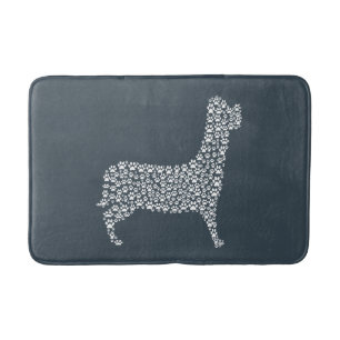 White Paw Print Dog Silhouette Bath Mat