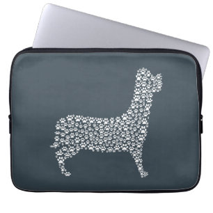 White Paw Print Dog Silhouette Laptop Sleeve