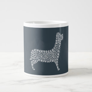 White Paw Print Dog Silhouette Large Coffee Mug