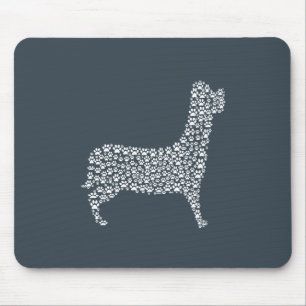 White Paw Print Dog Silhouette Mouse Pad