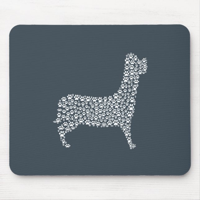 White Paw Print Dog Silhouette Mouse Pad (Front)