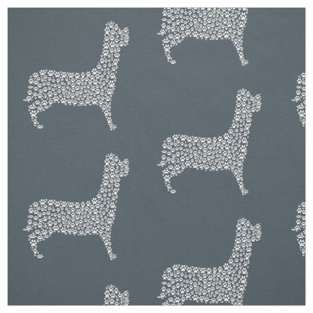 White Paw Print Dog Silhouette Pattern Fabric (Swatch)