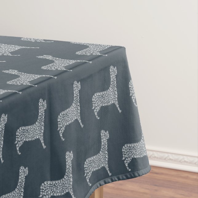 White Paw Print Dog Silhouette Tablecloth (In Situ)