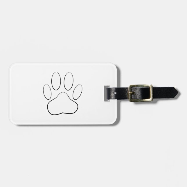 White Paw Print Luggage Tag (Front Horizontal)