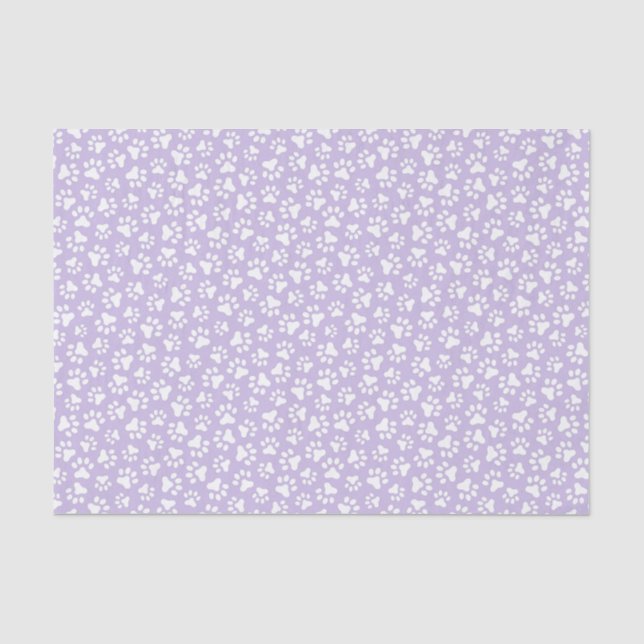 White paw print pattern light purple background tissue paper (Front)